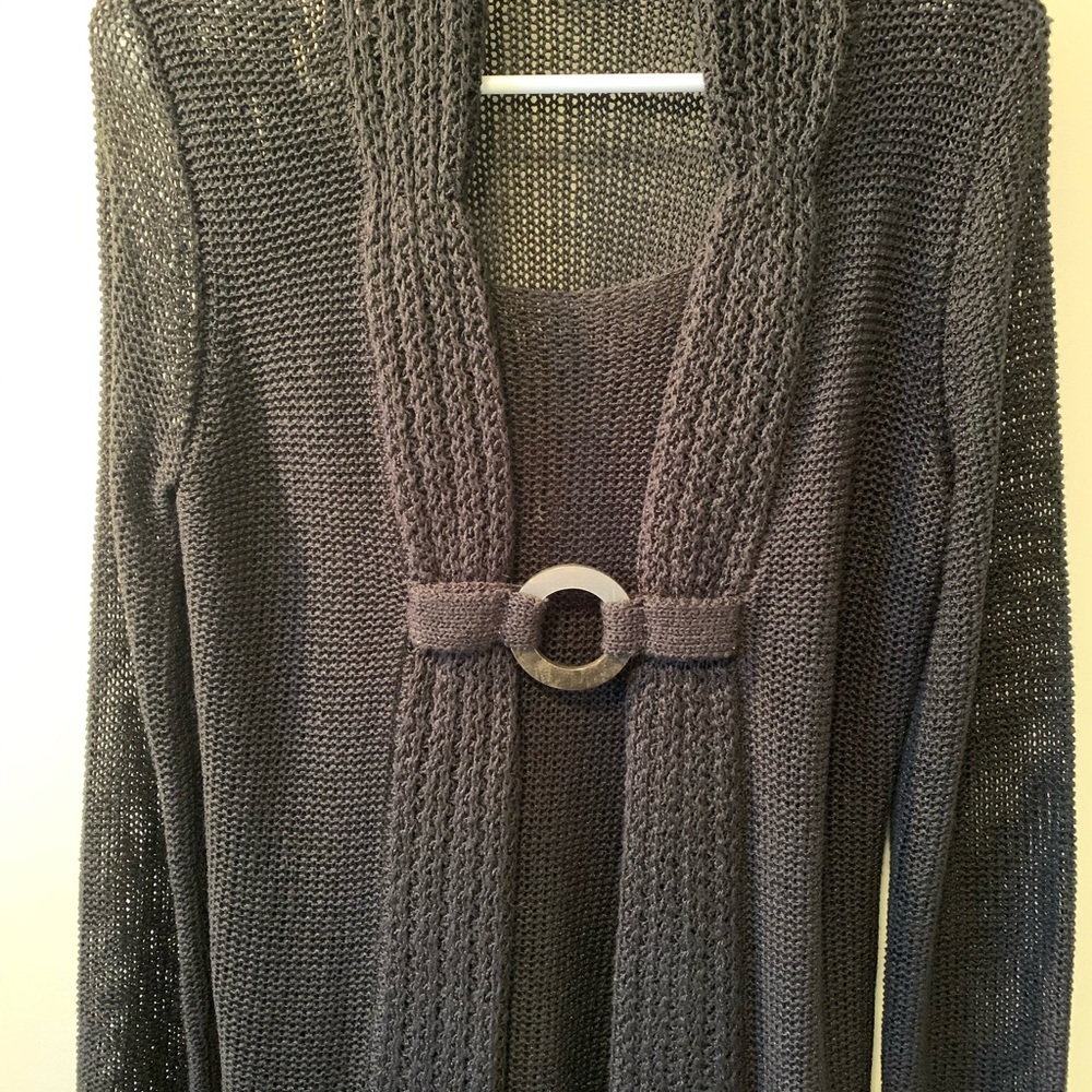Ravel black faux-cardigan sweater M